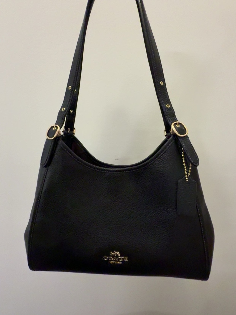 COACH Erin Pebbled Leather Shoulder Bag in Black - Picture 2 of 6